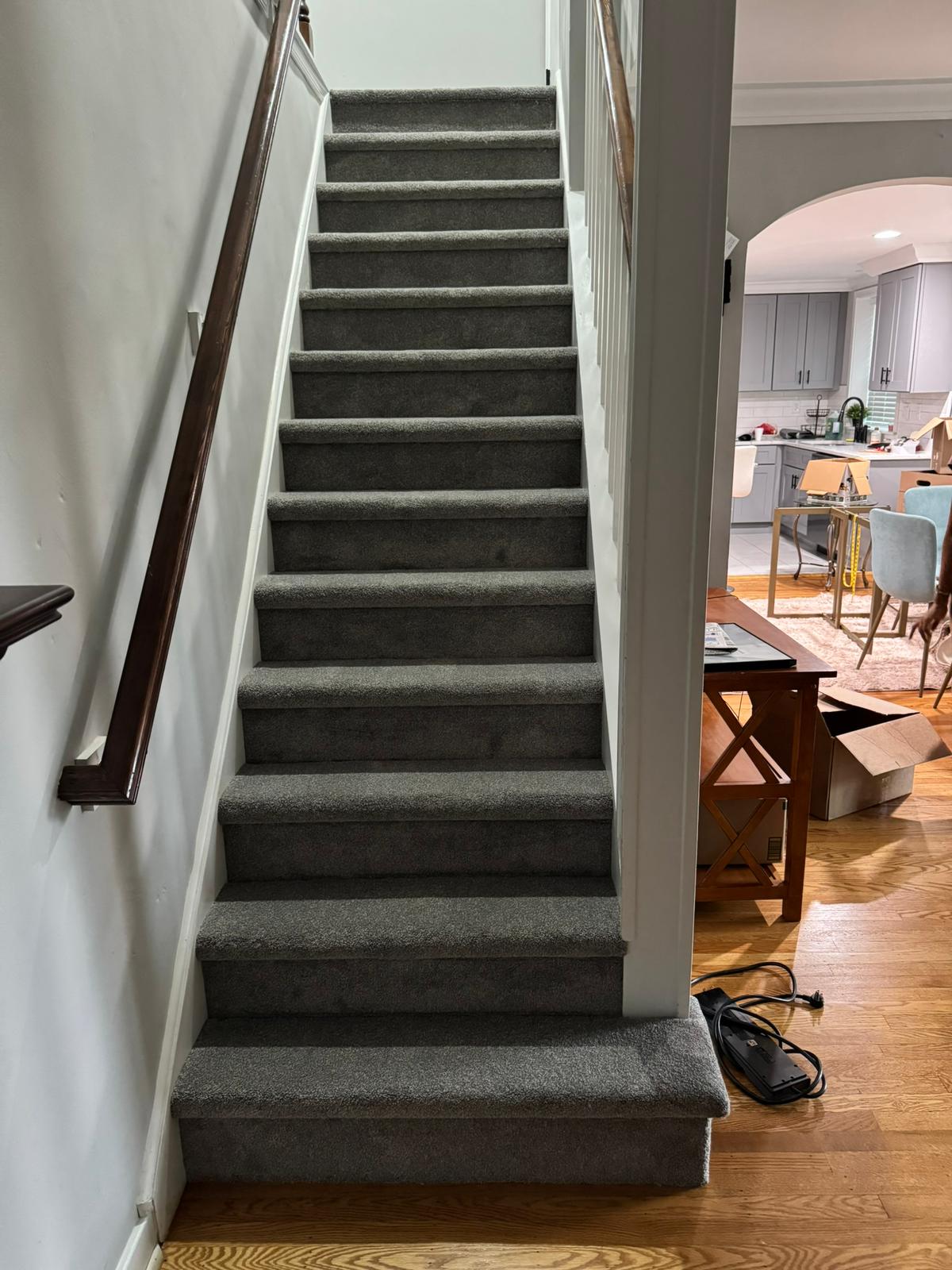Staircase fitted with new carpet